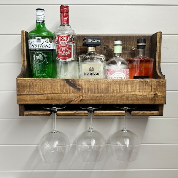 50cm Floating Gin rack home bar- Straight front- Jacobean