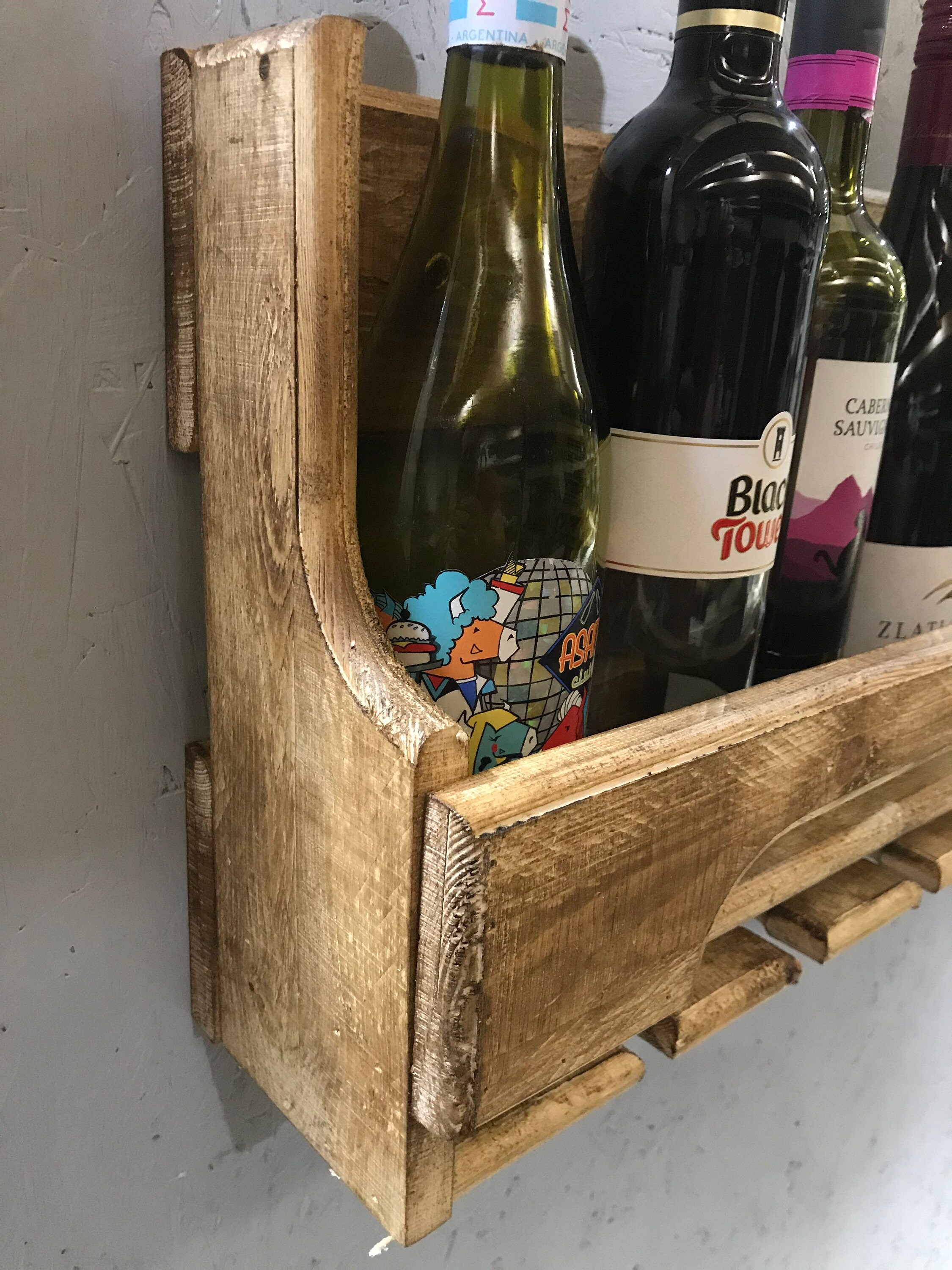 75cm Floating Home Bar/ Wine or Spirit Rack Reclaimed Wood - Etsy UK
