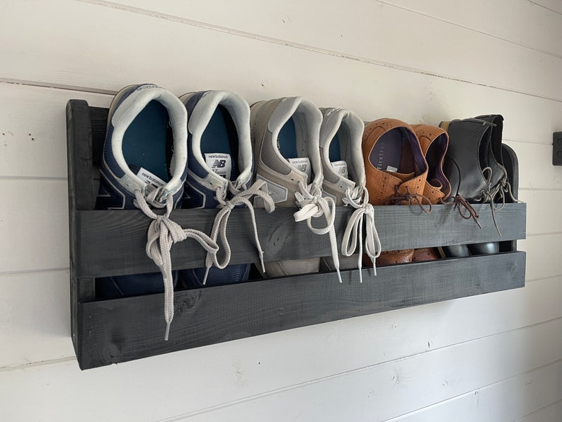 Wall Mounted Hallway Rustic Shoe Rack Black Etsy UK