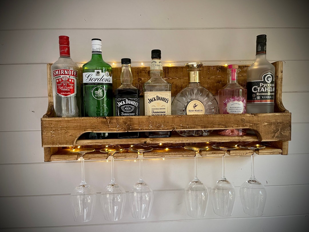 Buy 75cm Floating Home Bar/ Wine or Spirit Rack- Reclaimed Wood