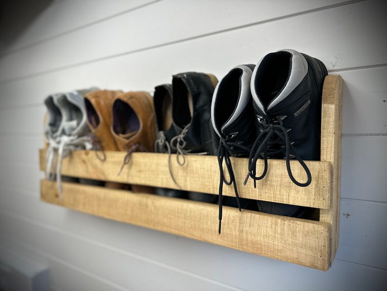 Wall Mounted Hallway Rustic Shoe Rack Medium Brown Etsy
