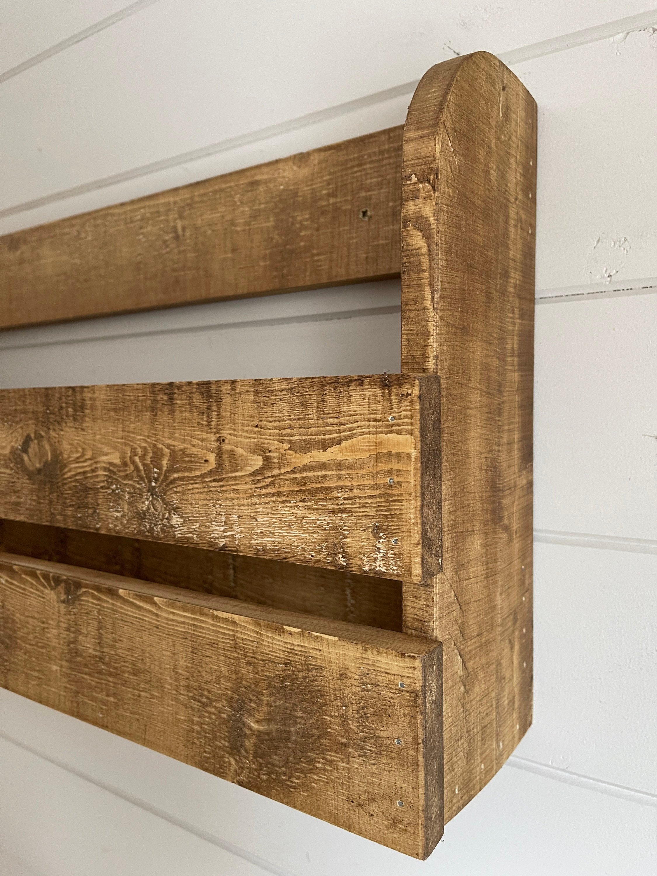 Wall Mounted Hallway Rustic Shoe Rack Dark Oak Etsy UK