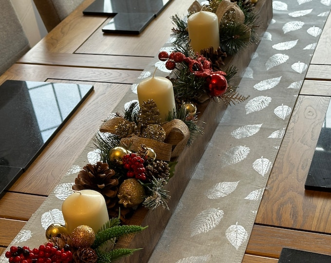 Rustic Christmas Table Centre Piece Box Jacobean brown - Etsy UK