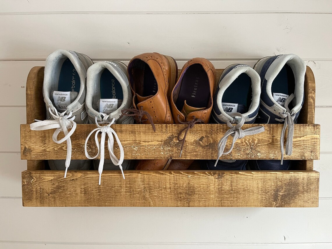 Wall Mounted Hallway Rustic Shoe Rack Urban Slate Etsy UK