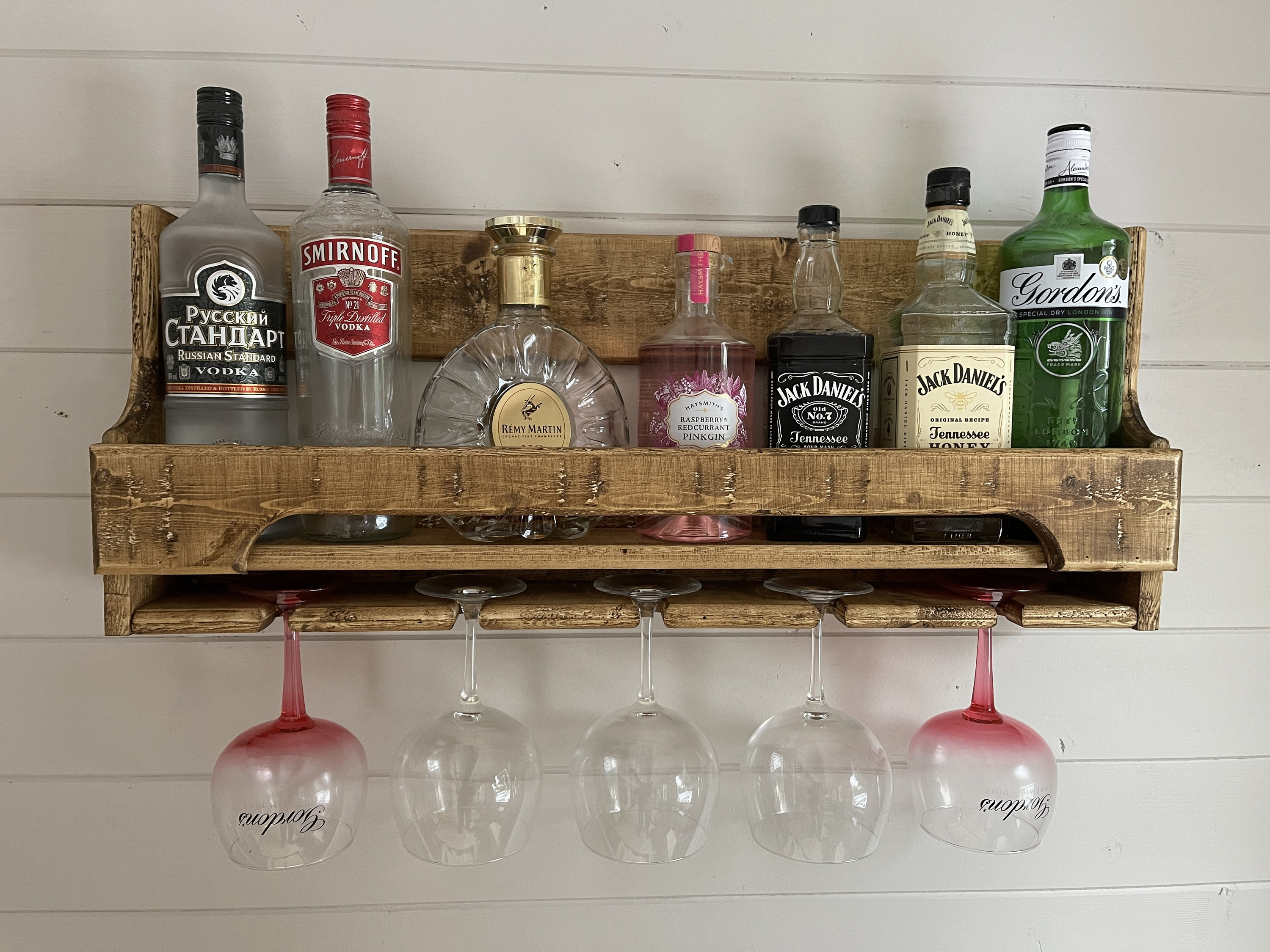75cm Gin Rack Curved Front Dark Oak Wax Etsy Australia