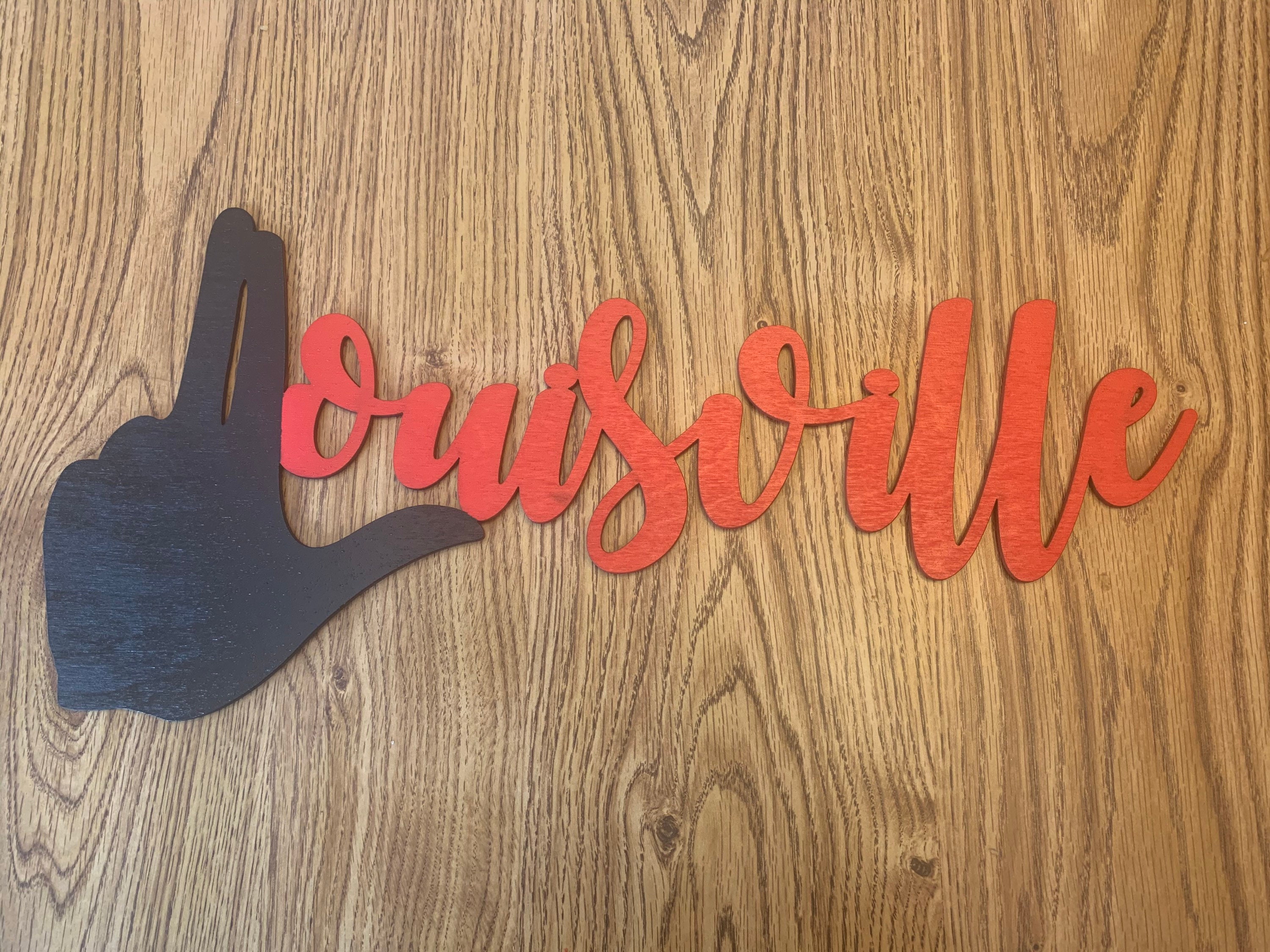 Louisville Cardinals Wood Sign Football and Dog 6x12 free 