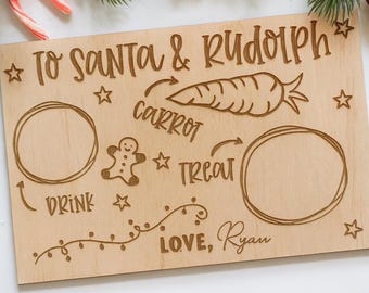 Personalised Wooden Santa Treat Board – Engraved Christmas Eve Board for Kids | Custom Name Reindeer Snack Tray | Australian Made