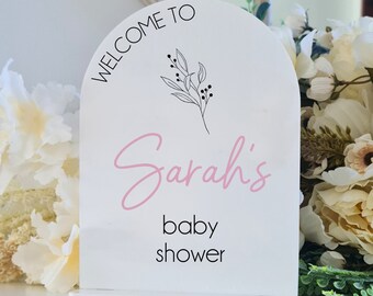 Arch Baby shower Welcome Sign with base | Acrylic Welcome Sign | UV Printed |  baby shower Sign | Event Signage | Acrylic baby shower sign