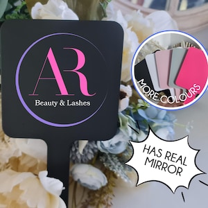 Make up Handheld Mirror | Business Logo Real Mirror | Personalised Mirror | Business Décor | Beauty and Brows Mirror | Uv Printed