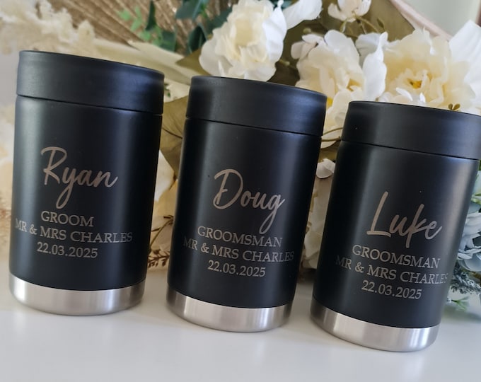 Personalised Stubby Can Holder | Stainless Steel | Christmas gift | Beer Bottle Cooler | Wedding gift | Birthday gift | Custom Etched Cooler