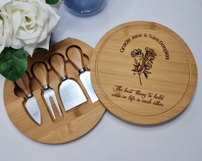 Personalised Cheese Board | Engraved Charcuterie Board | Housewarming Gift | Wedding gift | Mothers day Gift | Cheese Board + Knife Set