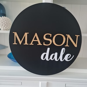 Doppellagiges Namensschild | Acryl, Holz | Rundes Türschild | Schlafzimmerschild | Personalisiertes Namensschild | Kinderzimmerschild | Kinderzimmerschild | Bogen