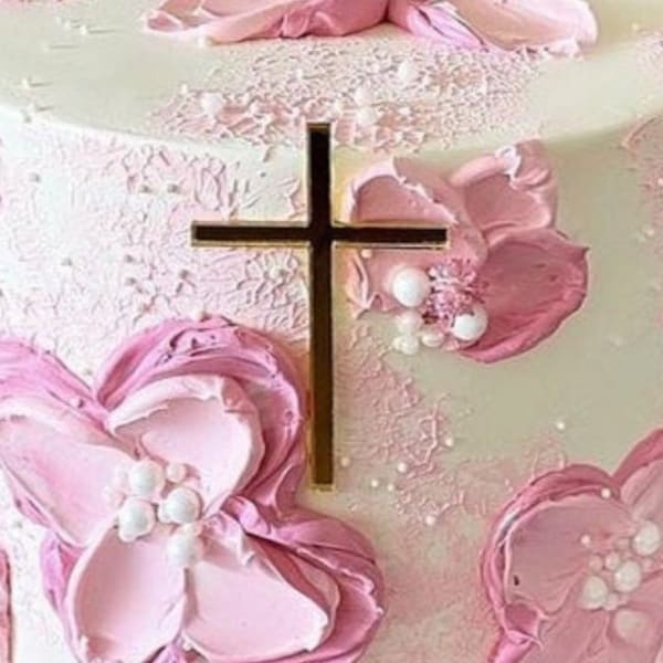 Custom  Acrylic Cake Topper Cross | Birthday | Baptism | Wedding | Communion | Baby Shower | Christening | Bridal | Confirmation