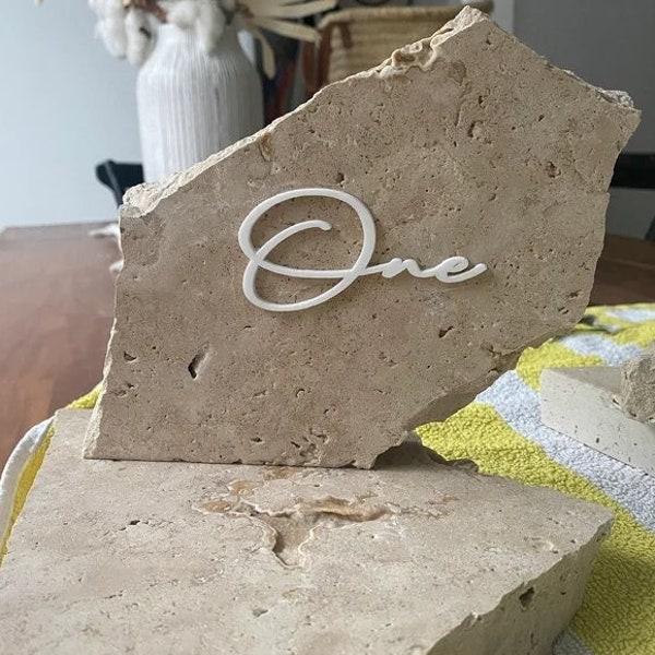 Travertine Stone Table Number Wording | Table Number Wording only | Wedding Stone Table Numbers | Wedding Decor | Well Wishes | Personalised