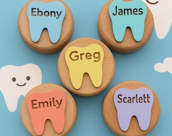 Personalised Wooden Tooth Fairy Box – Custom Name Keepsake for Kids, Baby Tooth Holder, Engraved Wooden Gift for Boys & Girls