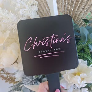 Business Logo Handheld Mirror | Real Mirror | Personalised Mirror | Business Décor | Beauty and Brows Mirror |  Makeup Mirror | Uv Printed