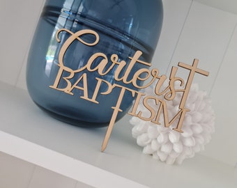 Baptism Cake Topper | Name Changeable | Acrylic Cake Topper | FREE Proof Design | Religious Cake Decor | Cross Cake Topper | Christening