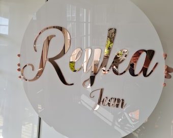 Double layered Name Sign | Acrylic, Timber | Round Door Sign | Bedroom sign | Personalised name Sign | FREE Proof Designs |  Custom your own