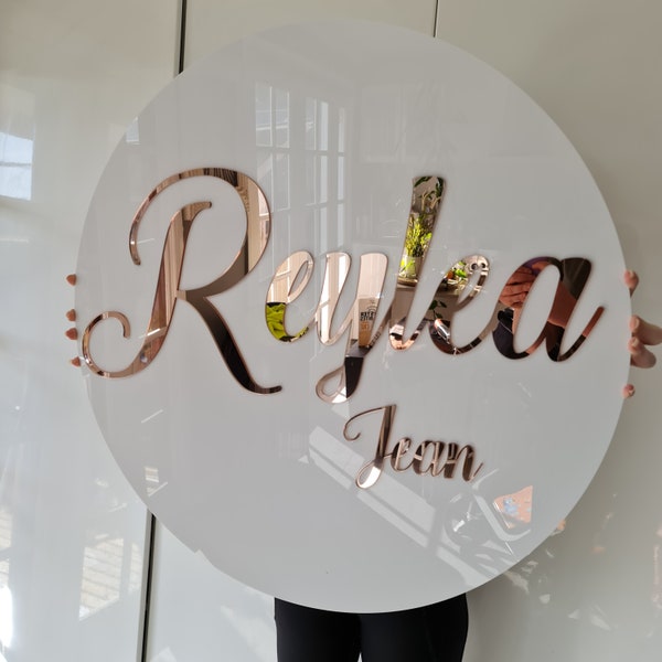 Double layered Name Sign | Acrylic, Timber | Round Door Sign | Bedroom sign | Personalised name Sign | FREE Proof Designs |  Custom your own