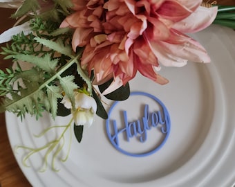 Place Seating Cards | Personalised Acrylic | Round Plaques | Place Cards | Name Plaques | Guest Names | Laser Cut Names | Wedding Events
