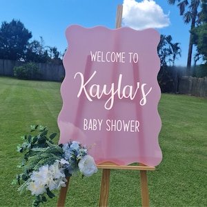 A3 Wave Baby shower Welcome Sign | Acrylic Welcome Sign | Welcome Board | White baby shower Sign | Event Signage | Baby shower 3d sign