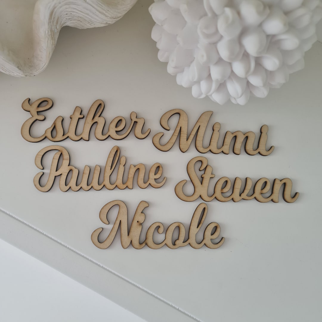 Personalised Wooden Name Place Seating Cards Custom Made Name Place