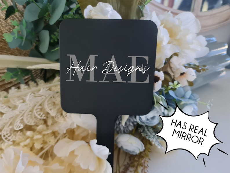 Business Logo Handheld Mirror | Real Mirror | Personalised Mirror | Business Décor | Beauty and Brows Mirror | Makeup Mirror | Uv Printed image 2