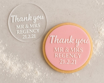 Sello de galleta de agradecimiento / Sello de galleta de boda l Grabador de fondant personalizado / Sello de galleta personalizado l Grabador de galleta personalizado l Grabador en relieve
