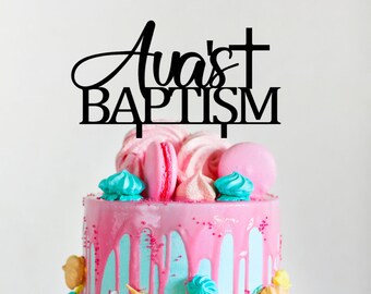 Personalised Baptism acrylic Cake Topper | Christening cake topper  | baptism cake topper | cross cake topper | religious cake topper |