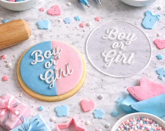 Boy or Girl Cookie debosser | Gender Reveal Fondant Stamp | Debosser | Embosser | Baby Shower Cookie Stamp | Baby Sprinkle | Gender Reveal