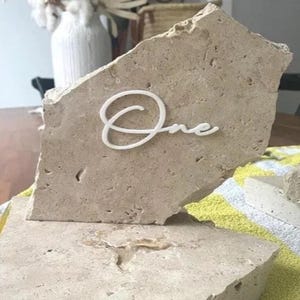 Travertine Stone Table Number Wording | Table Number Wording only | Wedding Stone Table Numbers | Wedding Decor | Well Wishes | Personalised