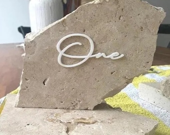Travertine Stone Table Number Wording | Table Number Wording only | Wedding Stone Table Numbers | Wedding Decor | Well Wishes | Personalised