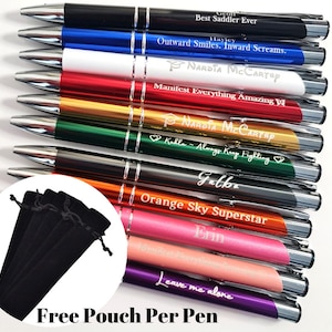 Geëtste metalen slimline-pennen | Geschenkgunsten | Gepersonaliseerde pennen | Bonbonnière-cadeaus | Bruiloftspennen | Verjaardagscadeaus | Gratis zakje per pen