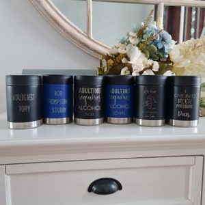 Personalised Stubby Can Holder | Stainless Steel | Christmas gift | Beer Bottle Cooler | Wedding gift | Birthday gift | Custom Etched Cooler
