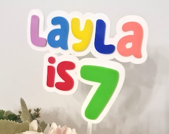 Age Birthday Cake Topper  | Acrylic Double layer | FREE Proof Design | Cake Fropper | Cake Charm | Personalised name | 1st Birthday