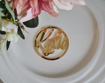Place Seating Cards | Personalised Acrylic | Round Plaques | Place Cards | Name Plaques | Guest Names | Laser Cut Names | Wedding Events