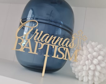 Personalised Baptism acrylic Cake Topper | Christening cake topper | baptism cake topper | cross cake topper | religious cake topper
