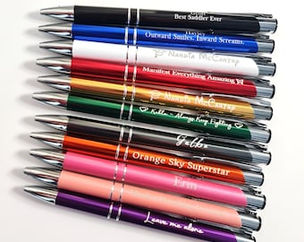 100 Engraved Metal Slimline Pens | Personalized Wedding Favors