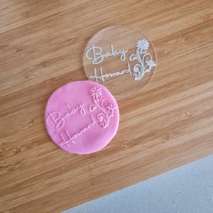 Baby Name Cookie Stamp | Personalised Fondant Debosser | Baby Shower Cookie Stamp l Flowers | Baby Custom Cookie Stamp l Embosser | Baby