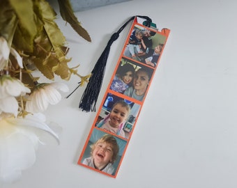 Marca de libro de fotos impresa / Regalo personalizado del día del padre / Regalo para él / Marcador acrílico fotográfico personalizado / Abuelo / Con borla