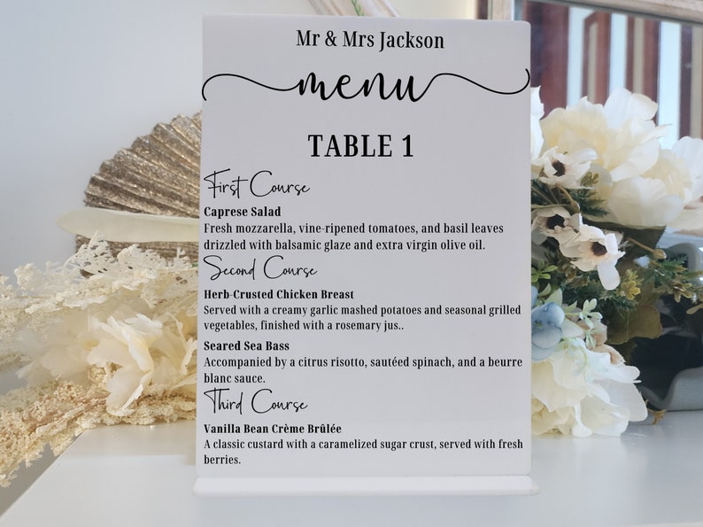 Arch Wedding Table Menu | Arched Table Menu | Formal Table Menu ...