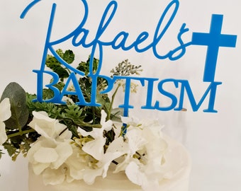 Personalised Baptism acrylic Cake Topper | baptism cake topper | FREE Proof Design | Christening cake topper | religious cake topper |