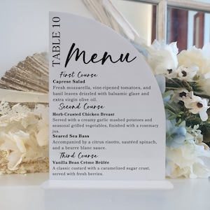 Menu de mesa de casamento em arco | Menu de mesa arqueada | Menu de mesa formal | Menu de casamento personalizado | Sinalização de casamento | Evento Moderno de Menu Arqueado