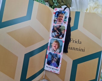 Marca de libro de fotos personalizada / Regalo del día del padre / Regalo para él / Marcador de acrílico fotográfico personalizado / Abuelo / Regalo único / Con borla