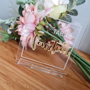 Acryl Tafelnummers met standaard | Dubbellaags | Bruiloft decor | middelpunt | Luxe | decoraties | bruiloft | Evenemententabelnummers