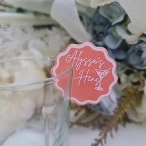 Etichette per bevande in acrilico senza stelo / Bicchiere da cocktail / Galline / Accessori per bevande / Decorazioni per matrimoni / Compleanno / Etichette per matrimoni personalizzate / Etichette personalizzate