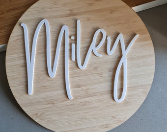 Double layered Name Sign | Acrylic, Timber | Round Door Sign | Bedroom sign | Personalised name Sign | FREE Proof Designs |  Custom your own