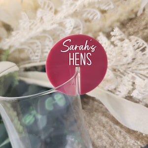 Drink Tags Acrylic Stemless | Cocktail Glass | Hens | Drink Accessories | Wedding Decor | Birthday | Custom Wedding tags | Personalised Tags