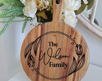 Personalised Wooden Cheese Board: Custom Etched Serving Board