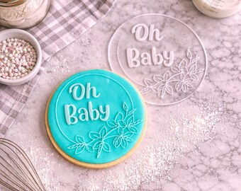 Oh Baby Cookie Debosser | Acrylic Baby Shower Stamp